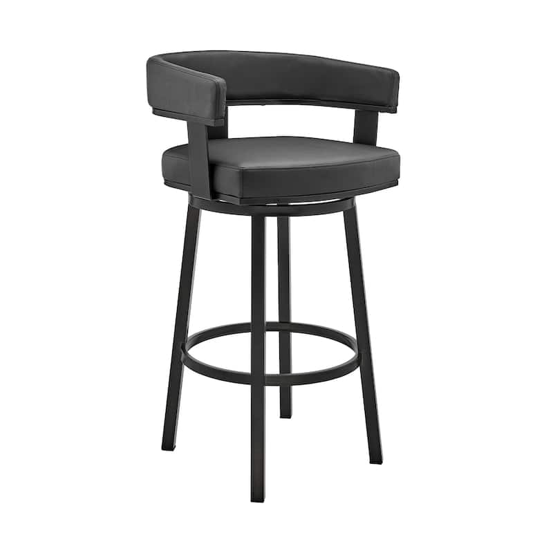 Lorin Upholstered Swivel Counter/Bar Stool in Faux Leather with Arms