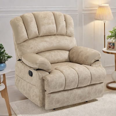 Standard Size Fabric Oversized Manual Recliner Chair with 155° Recline and Easy Assembly