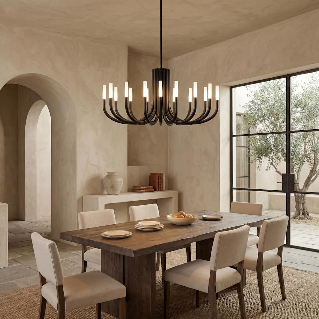 SAFAVIEH Couture Evonne 12-Light Adjustable Chandelier with LED Bulbs - 50"W x 22"D x 62"H