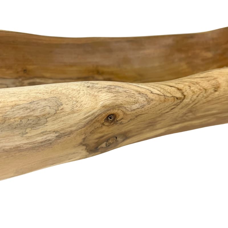 Hand-Carved Wooden Bowl, 23"X6.5"X3.5", Light Brown Stained, Handmade - 3.5 X 23.5 X 6.5 inches
