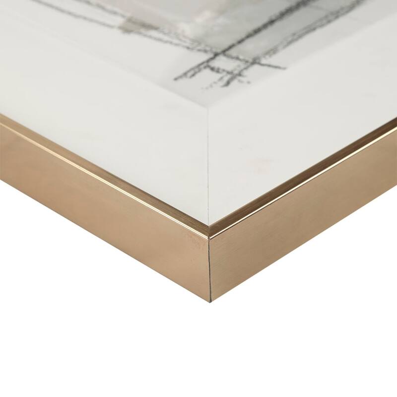 Roomfitters 32" Modern Abstract Framed Glass Wall Art, Neutral Gray and Blush Gallery Matted Print for Living Room Decor