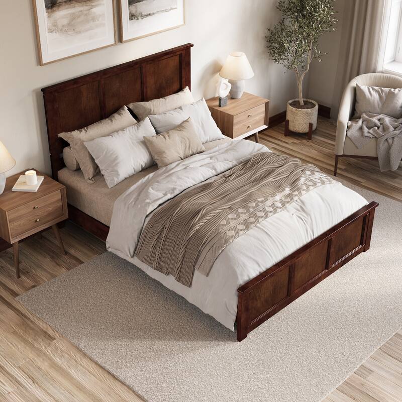 Charlotte Solid Wood Low Profile Platform Bed with Matching Footboard