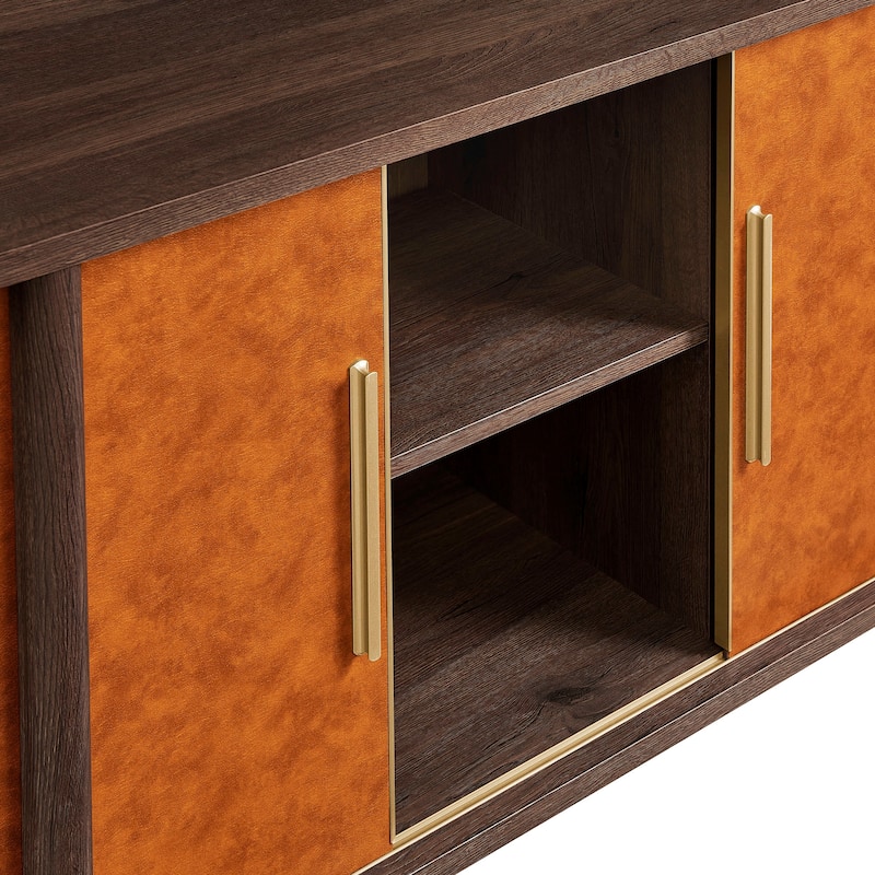 Coralie Curved Vegan Leather Oval Sideboard
