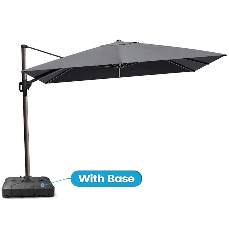 9 x 12 ft Outdoor Patio Cantilever Offset Umbrella with Heavy Duty Sand Water Fillable Base