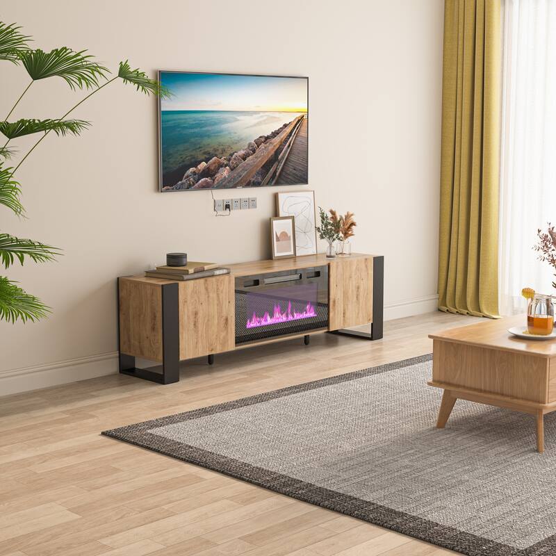 Living Room Essential: 68.9" TV Stand Optional Electric Fire Feature