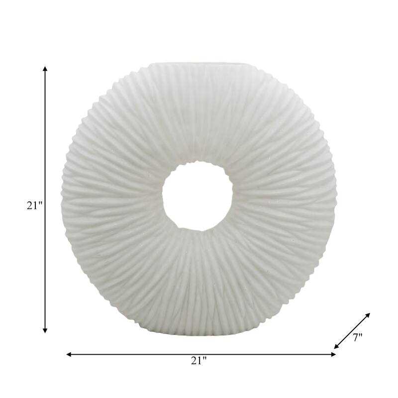 Sagebrook Home's Unique 21" Nataly Large Quartz Resin Vase - Elegant White Finish, Perfect for Modern Homes