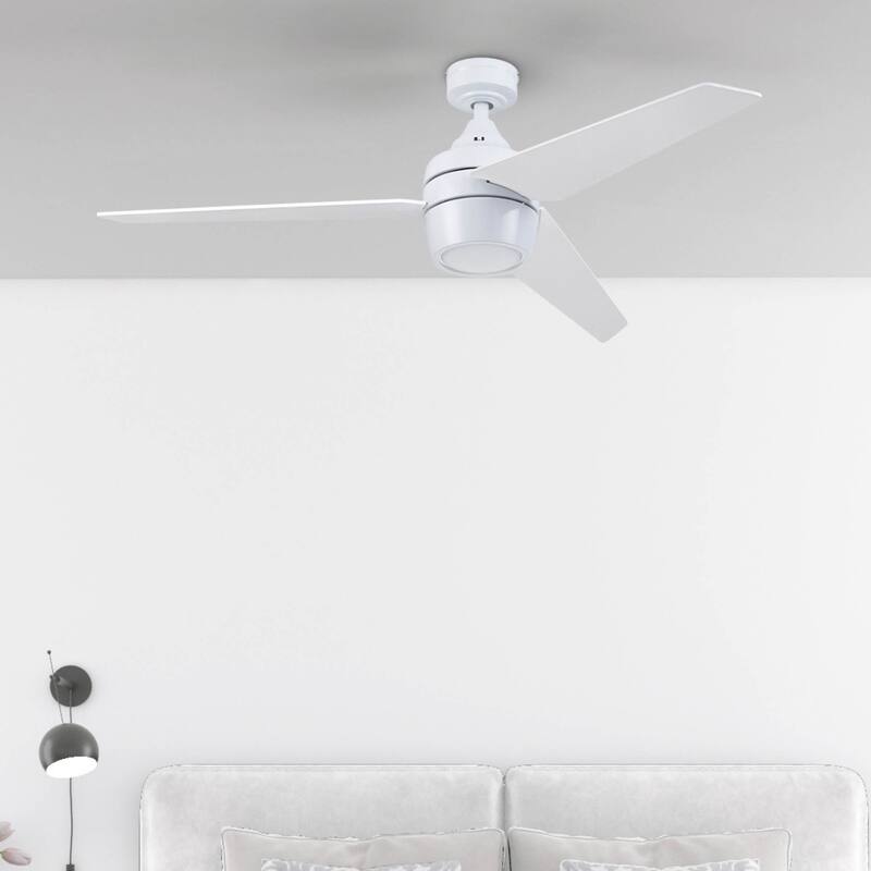 52" Honeywell Eamon Bright White Modern Indoor LED Ceiling Fan with Light, Remote Control