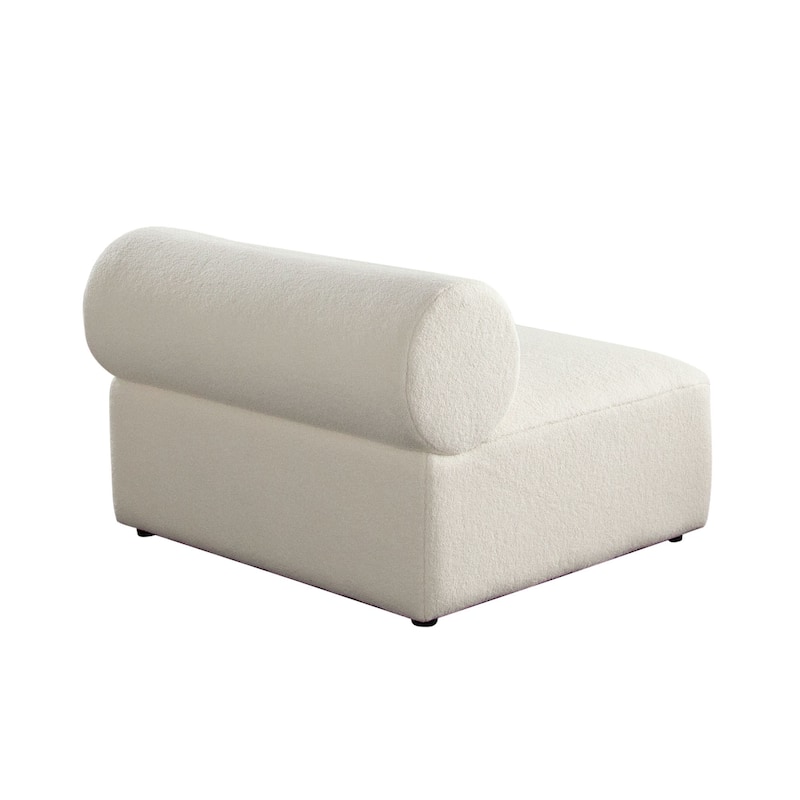 Zey Modular Armless Chair with Low Back, Ivory Sherpa Fabric