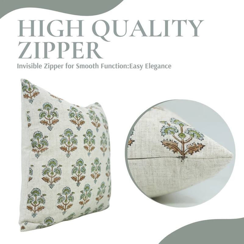 Fabdivine Pillow Cover Natural Home Style Fall Decor Block Print, Traffic Light