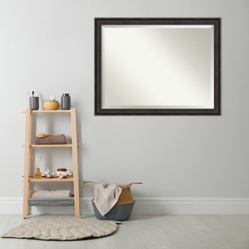Beveled Wood Bathroom Wall Mirror - Allure Charcoal Frame