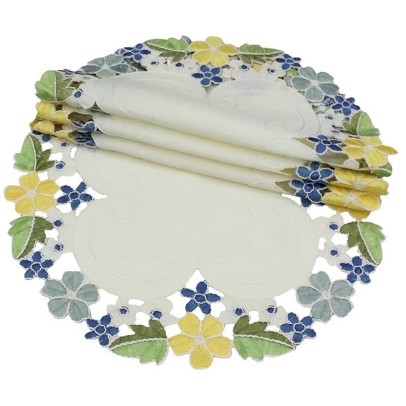 Fancy Flowers-12Rnd-Doilies-Set of 4 - 1200