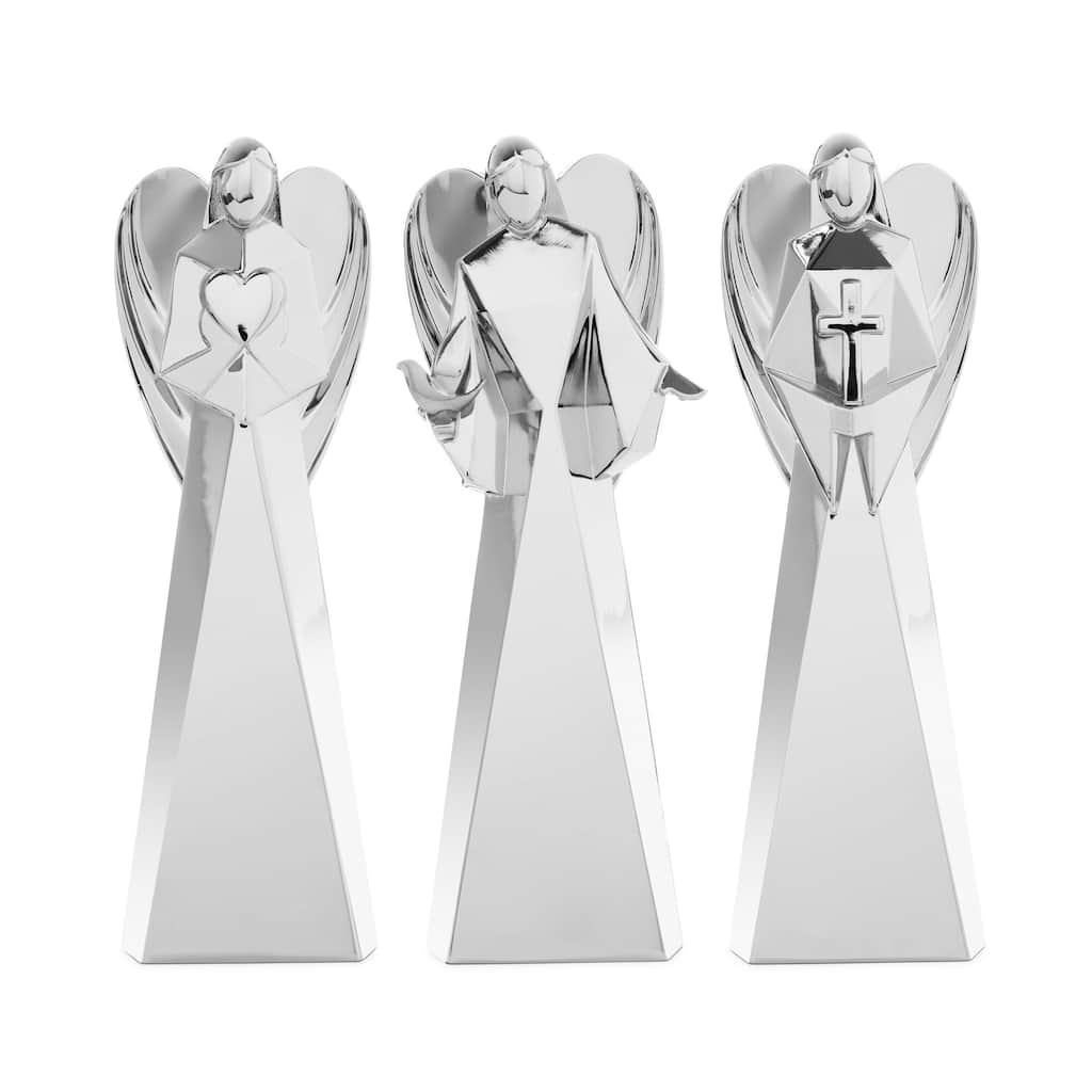 Nambe Faith Love and Peace Angel Figurine Set - 5.5 inch