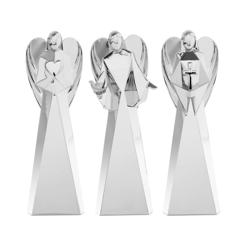 Nambe Faith Love and Peace Angel Figurine Set - 5.5 inch - Silver