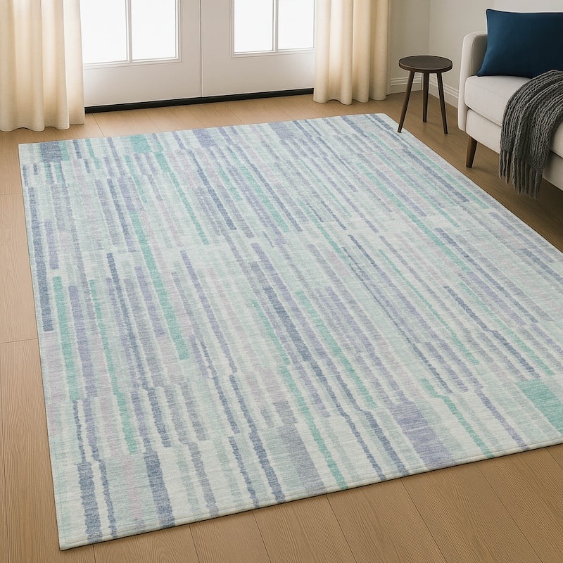 Premium Washable Super Soft Stripe Stack Mayfield Rug - Mint - 2'6" x 3'10"