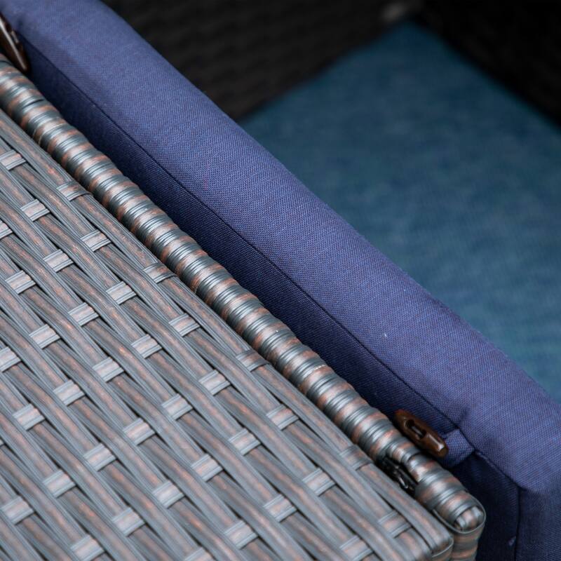 PHI VILLA Outdoor Dining Table and Ottoman Set with Cushions