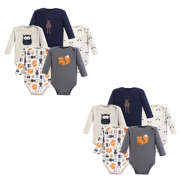 slide 1 of 1, Hudson Baby Unisex Baby Cotton Long-Sleeve Bodysuits, Forest 10-Piece 0-3 Months - Forest 10-Piece