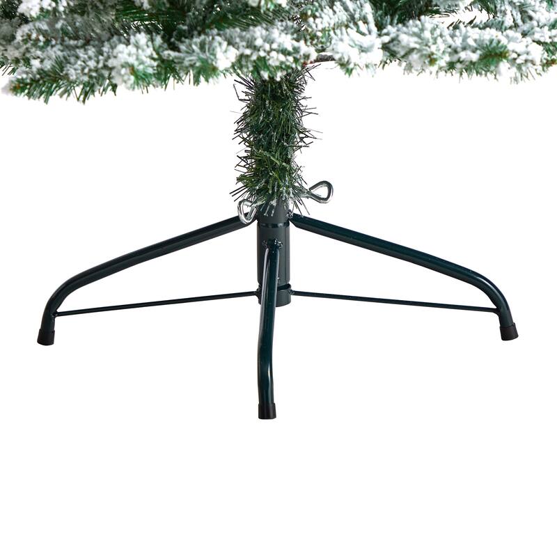 5' Flocked Slim Montreal Artificial Christmas Tree, Warm Clear LED - 5 Foot