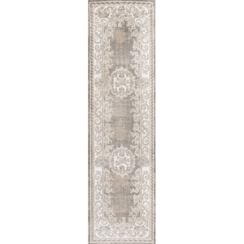 JONATHAN Y Amir Cottage Medallion Area Rug - 2 X 8 - Beige/Ivory