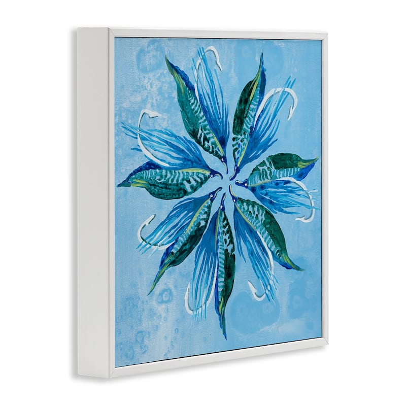 Stupell Blue Flower Shape Design Framed Giclee Art Design By Liz Jardine