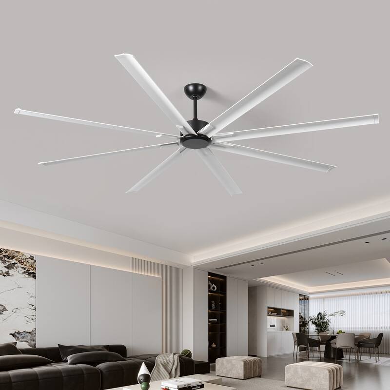Modern Large Ceiling Fan Light with Lighting and 6 Speed Adjustment, 8 Dual Layer Blades for Bedroom and Living Room - White