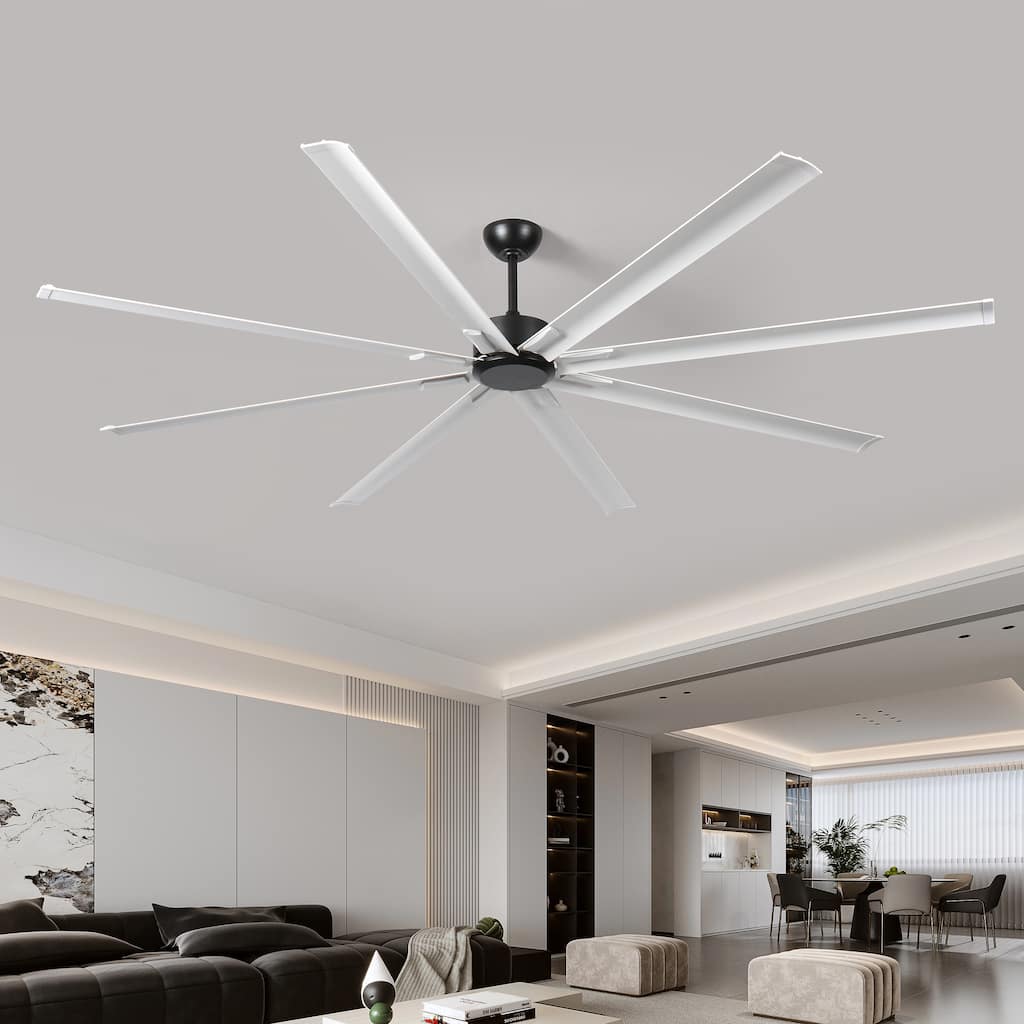 Modern Large Ceiling Fan Light with Lighting and 6 Speed Adjustment, 8 Dual Layer Blades for Bedroom and Living Room