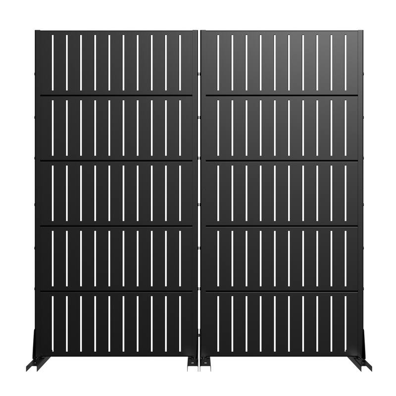 Privacy Metal Screen Fence Panel Horizontal Stripe Pattern Set of 2