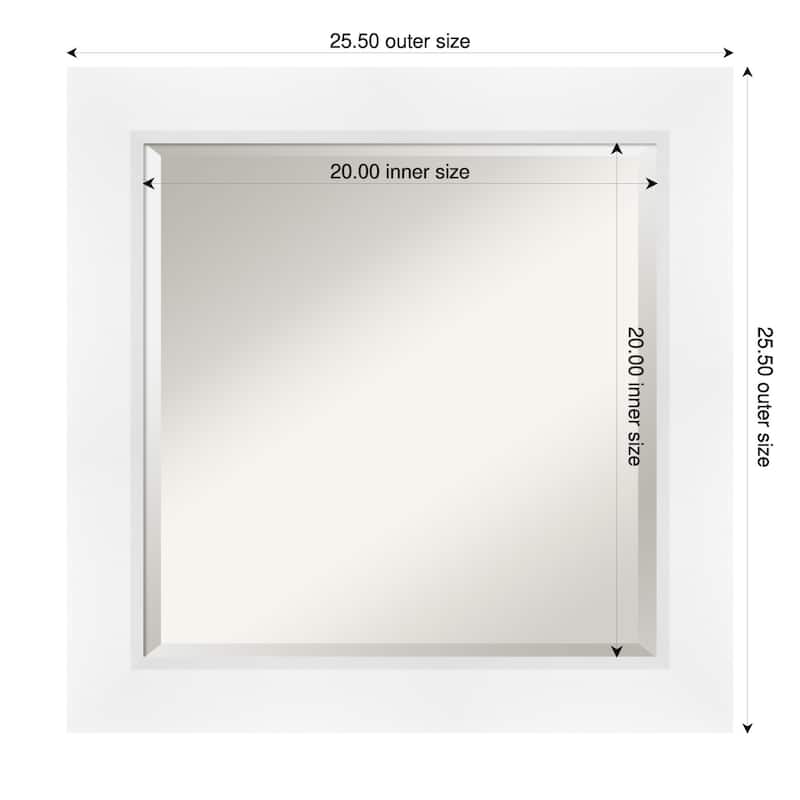 Sloped Beveled Framed Wall Mirror - 26 x 26 in - Sloped White