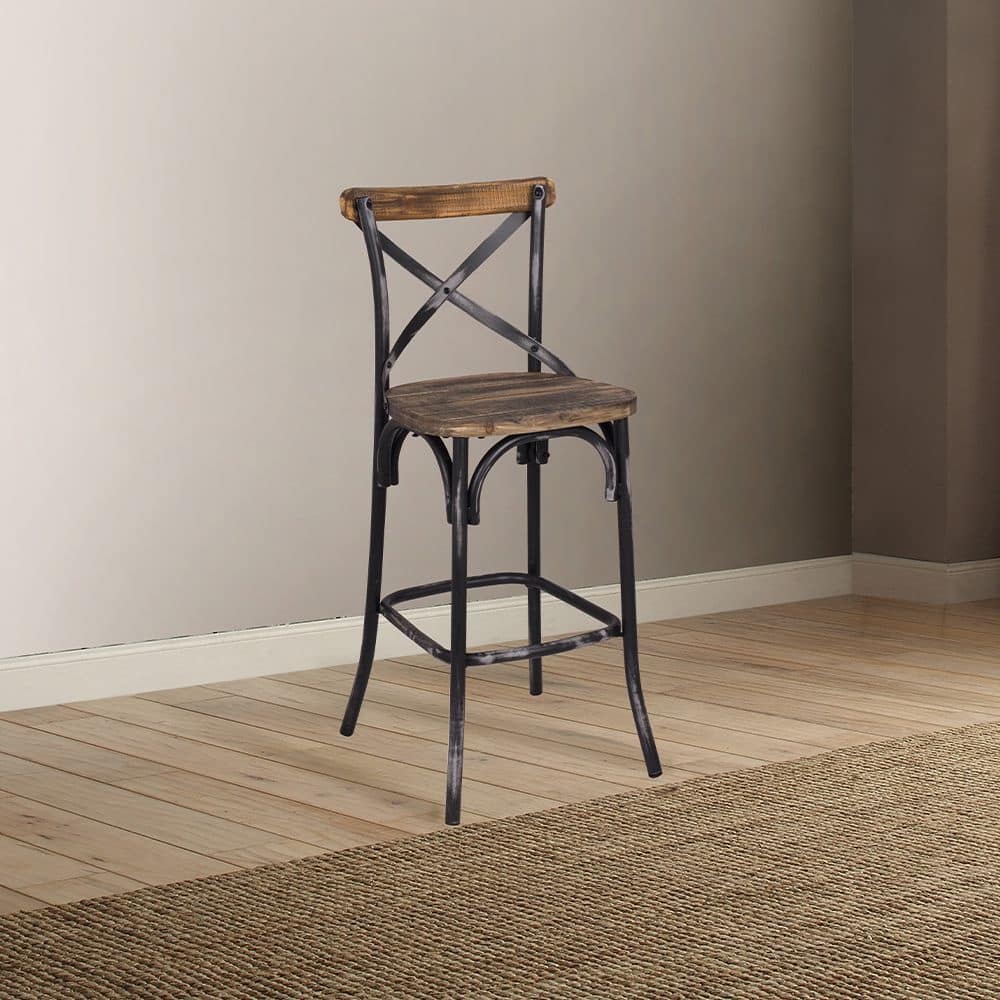 The Gray Barn Hidden Hill Antique Wood and Steel Barstool