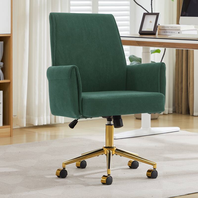 Mid-back liftable Office chair, Striped Fabric, ergonomically designed, The mid-back design provides a better sitting experience - Green
