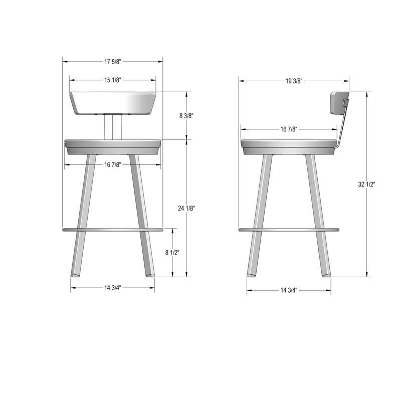 Amisco Astrid 26 in. Swivel Counter Stool with Solid Wood Seat and Backrest