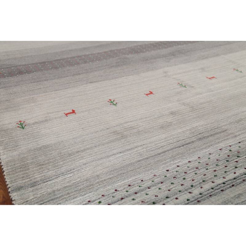Striped Tribal Gabbeh Oriental Area Rug Handmade Wool Carpet - 5'9"x 8'2"