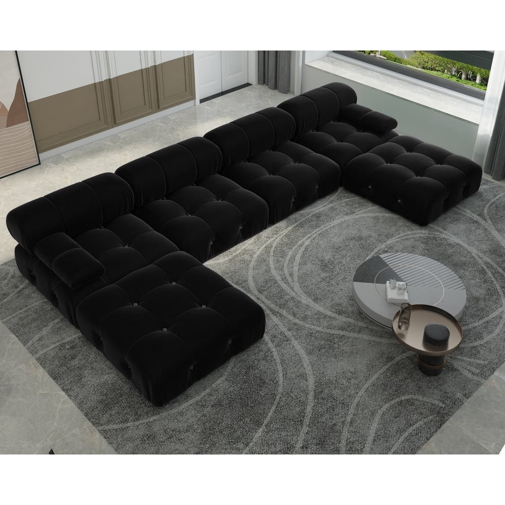 Black Velvet Free Combination Modular Sectional Sofa