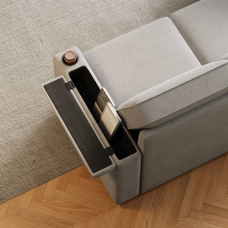 Sleeper Sofa with Storage, Cup Holder and USB Charging Port,Couch with Pull Out Bed, Daybed for Living Room Bedroom