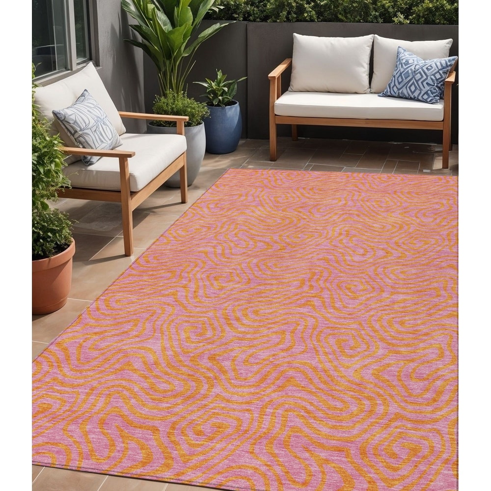 HomeRoots Abstract Transitional Rectangle Outdoor Rug