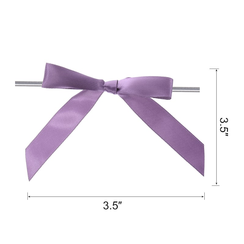50Pcs Mini Ribbon Bow 3.5" Twist Tie Fabric Satin Ribbon Flower Bows