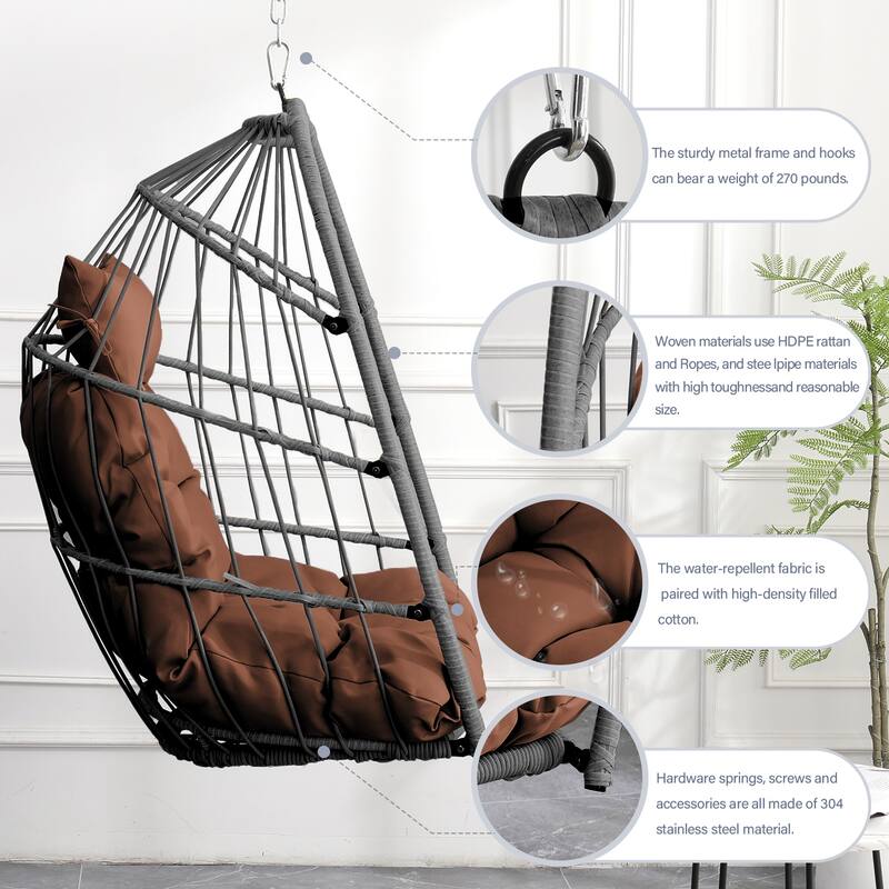 Outdoor garden rattan egg swing chair hanging chair PE hanging chair