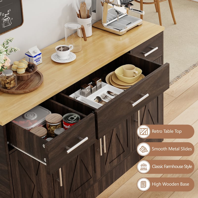 Farmhouse Kitchen Buffet Storage Cabinet, Sideboard