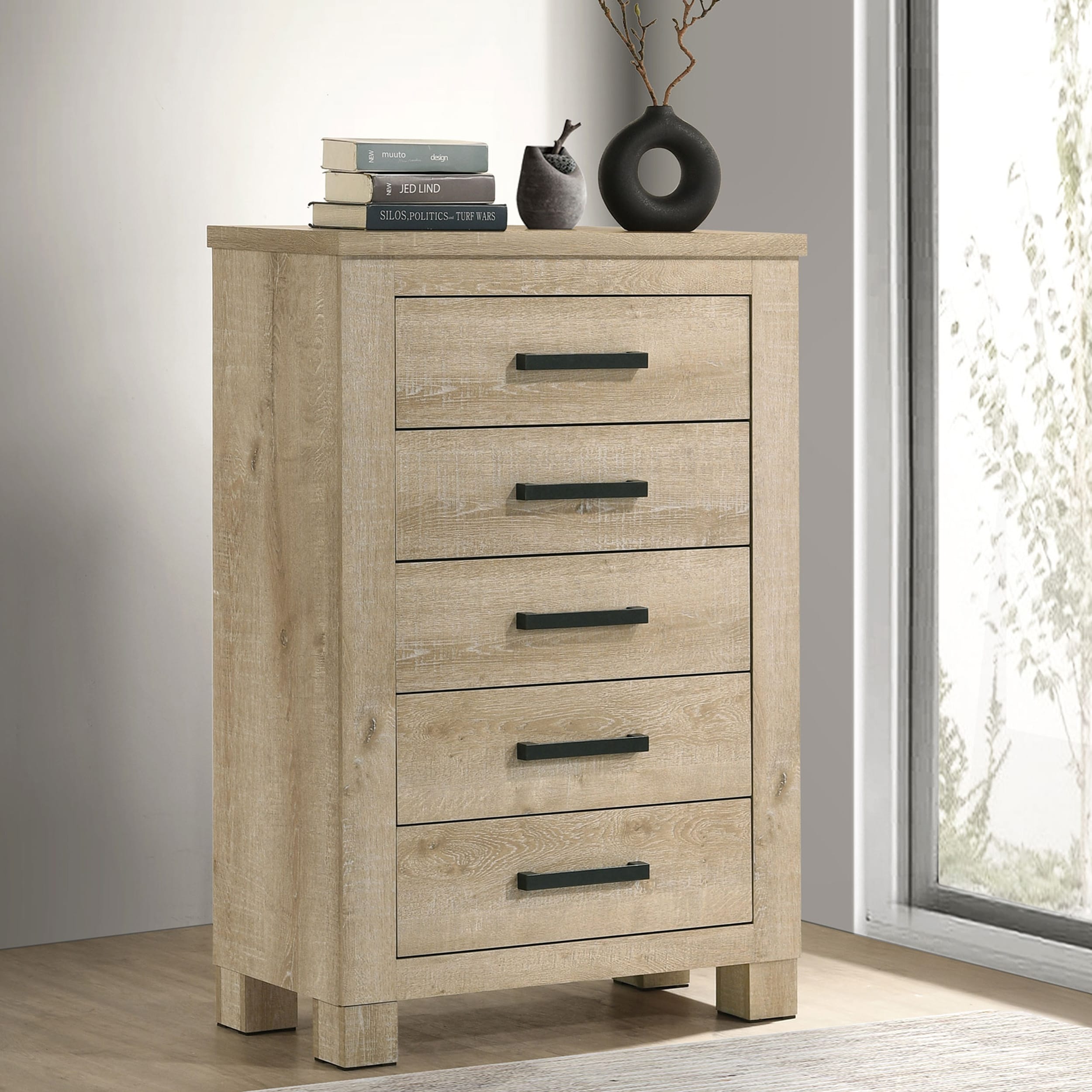 Sansome Weathered Oak 5-drawer Bedroom Chest of Drawers