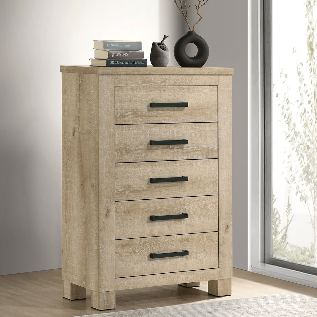 Sansome Weathered Oak 5-drawer Bedroom Chest of Drawers