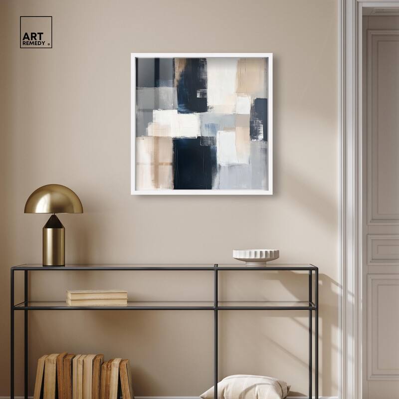 Blue and Tan Abstraction I Shadowbox by Art Remedy