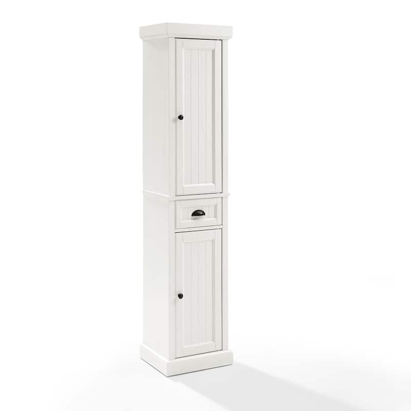 Crosley Seaside Tall Linen Cabinet Distressed White