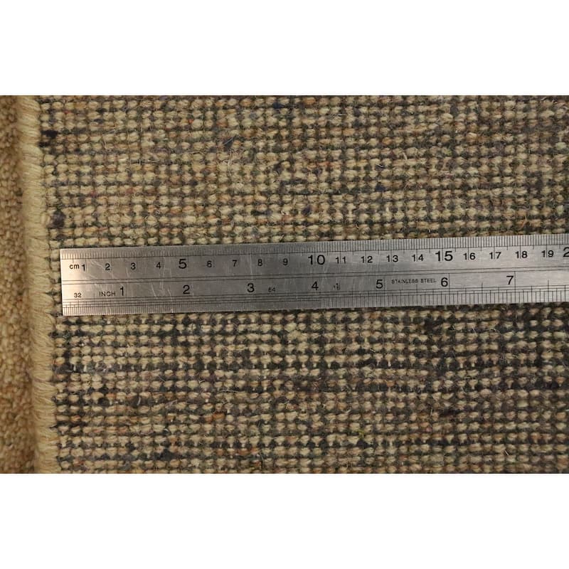 Hand Knotted Oriental 100% Wool Carpet Modern Solid Beige & Ivories Gabbeh Area Rug - 9' 9'' X 6' 8''