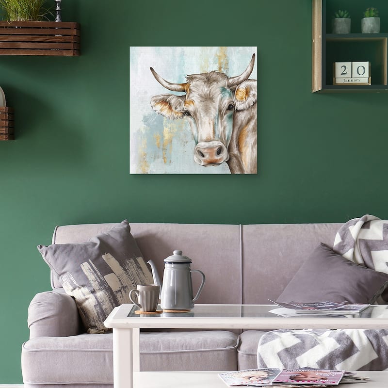 Headstrong Cow by Eva Watts Canvas Art Print