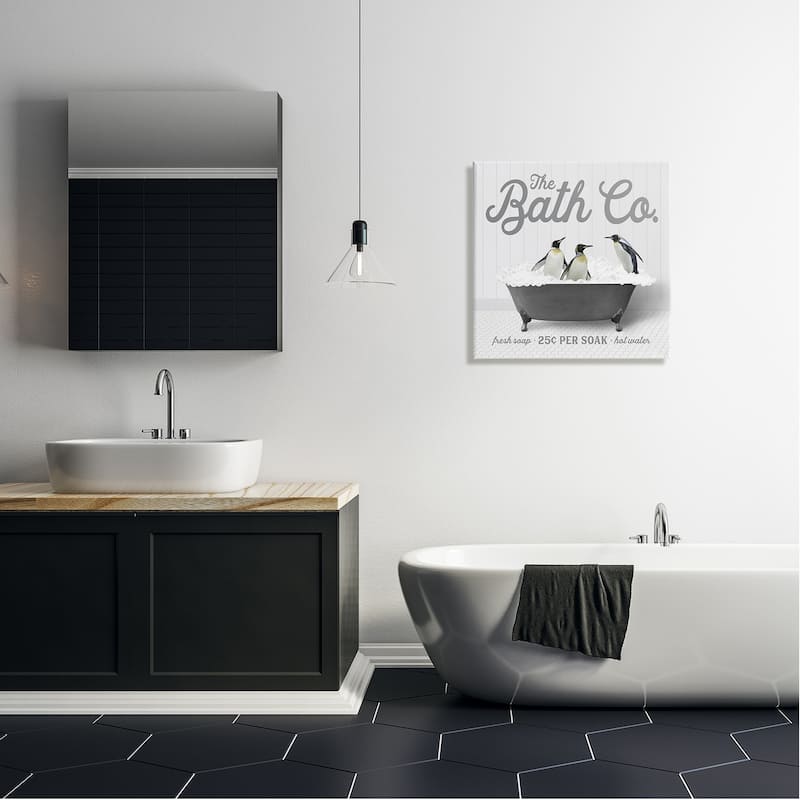 Stupell Bubble Bath Penguins Canvas Wall Art Design by Lettered and Lined