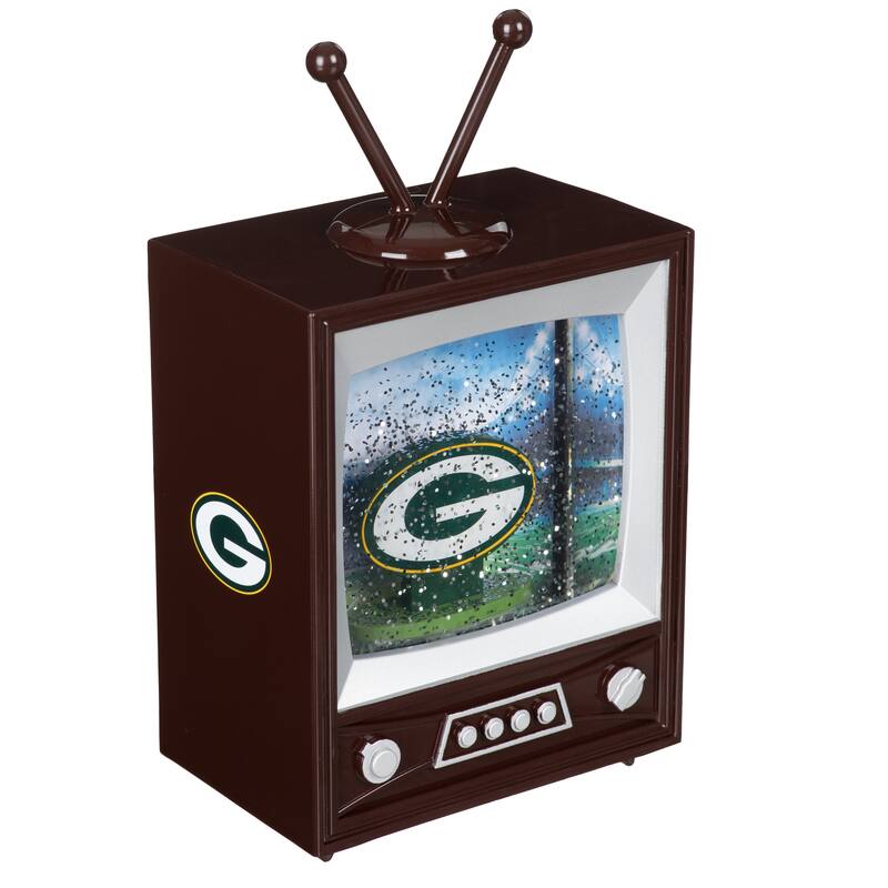 Green Bay Packers 8 in. Vintage TV Light Up Water Lantern Snow Globe with Mascot