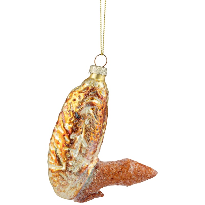 Buffalo Flat Chicken Wing Glass Christmas Ornament - 4"