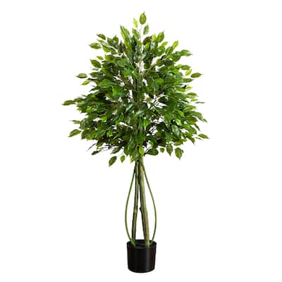 4.5-ft UV Resistant Artificial Ficus Tree (Indoor/Outdoor) - Green