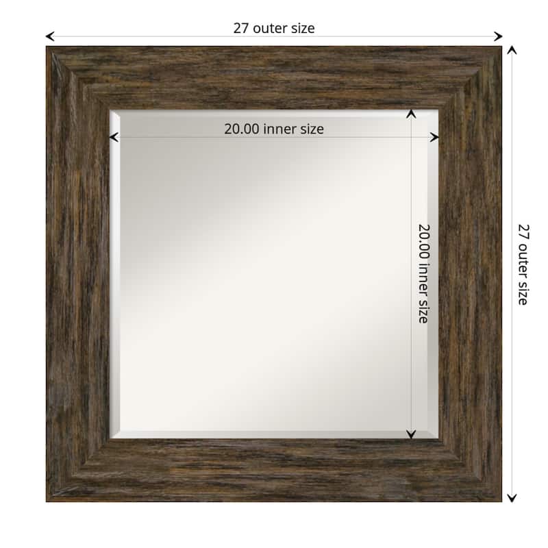 Beveled Wood Wall Mirror - Fencepost Brown Frame