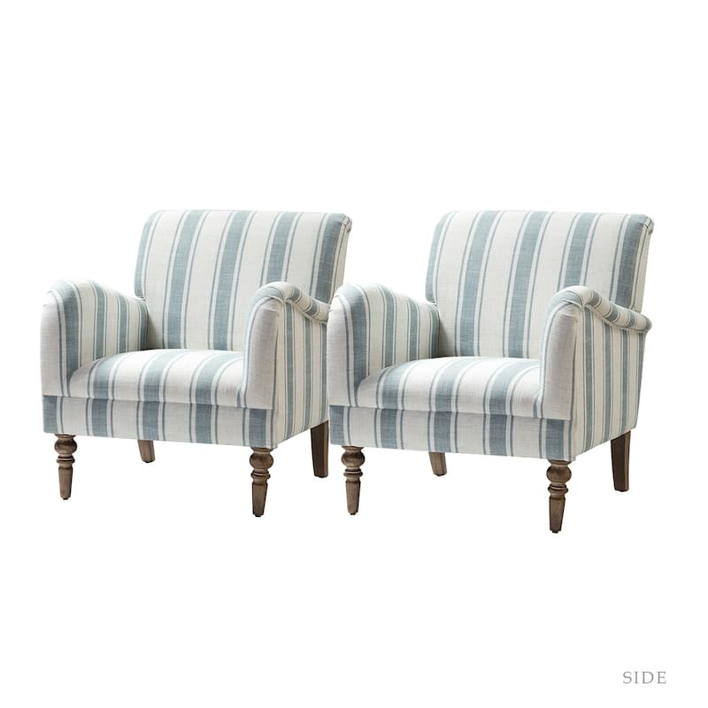 Seip Modern Striped Arm Chair with Spindle Wood Legs Set of 2 by HULALA HOME