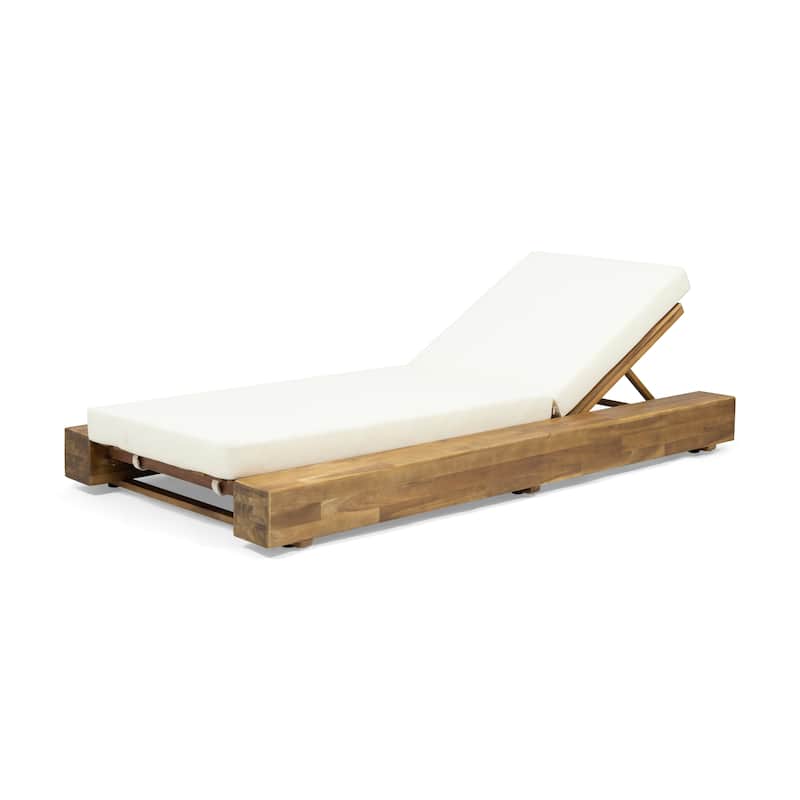 Christopher Knight Home - Broadway Acacia Wood Chaise Lounge with Adjustable Recline and Cushioned Comfort - 4-Piece